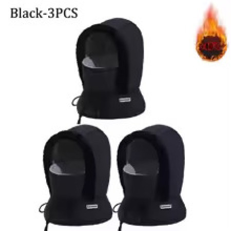 3Pcs - [Black/ASH ] Winter Thick Warm Hat with Earflaps